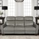 Armen Living Milos Light Gray Leather Power Reclining Sofa-2