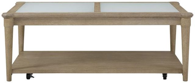 Bernards Citrus Heights Glass Top Cocktail Table with Sand Base and Caster-1