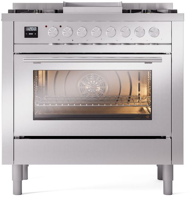 Ilve® Professional Plus II 36" Stainless Steel Pro Style Dual Fuel Range-1