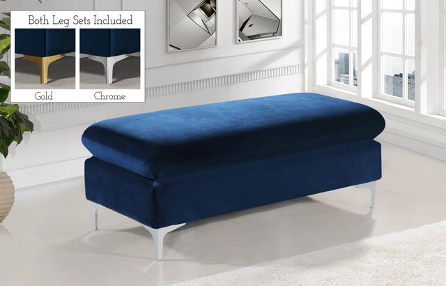 Meridian Furniture Naomi Navy Velvet Ottoman-1