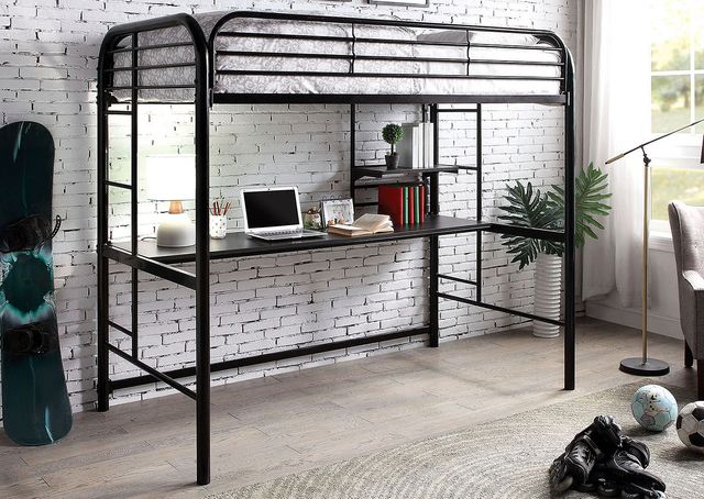 Furniture of America® Opal Silver Twin Loft Bed with Storage-1