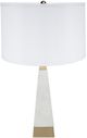 A & B Home White and Gold Thin Pyramid Table Lamp with Drum Shade-0
