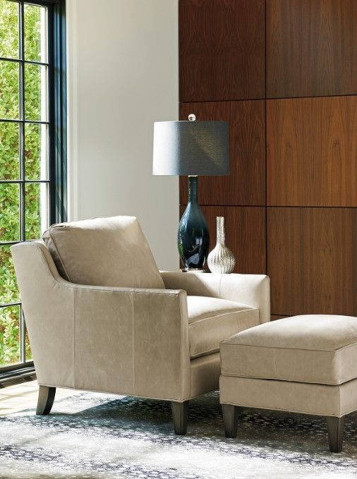 Lexington Home Customizable Ariana Turin Leather Ottoman-1