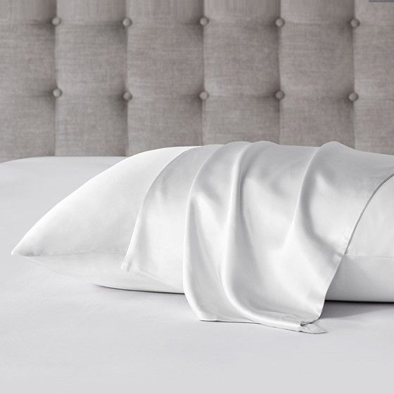 Olliix by Madison Park Silk 100% White Standard Mulberry Single Pillow Case-3