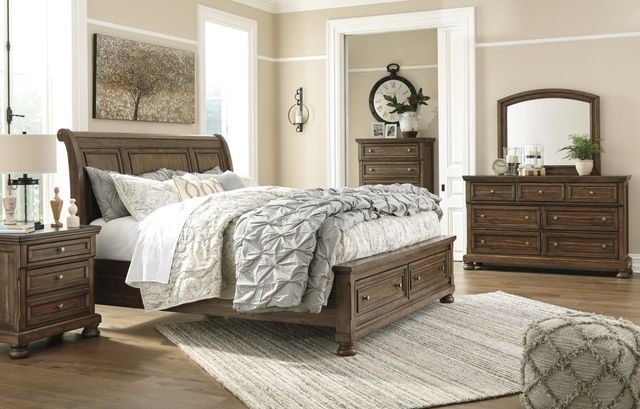Signature Design by Ashley® Flynnter Medium Brown King Sleigh Storage Bed-3