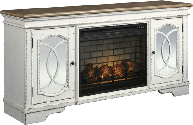 Signature Design by Ashley® Realyn Chipped White TV Stand with Electric Fireplace