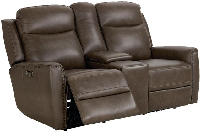 Bassett® Furniture Club Level Douglas Sable Power Reclining Loveseat with Console-2