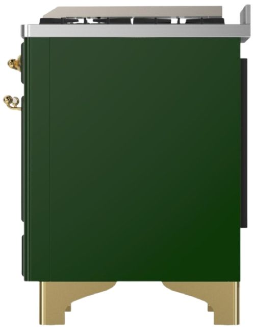 Ilve® Majestic III 48" Emerald Green Pro Style Dual Fuel Liquid Propane Range with Solid Door and Brass Trim-3