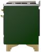 Ilve® Majestic III 48" Emerald Green Pro Style Dual Fuel Liquid Propane Range with Solid Door and Brass Trim-3