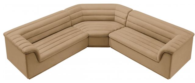 Meridian Furniture Cascade 3-Piece Camel Velvet Sectional-1