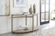Hammary® Solstice Glass Top Demilune Sofa Table with Soft Beige Base-1