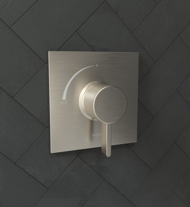 Hansgrohe Ecostat Square Brushed Nickel Pressure Balance Trim-1
