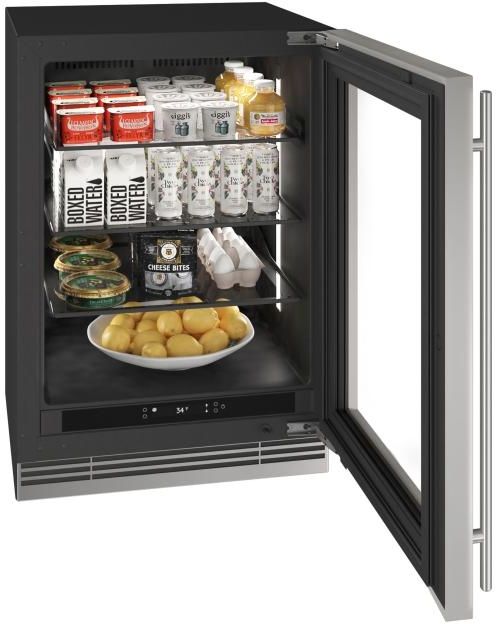 U-Line®  Home Collection 24" 5.1 Cu. Ft. Stainless Steel Refrigerator with Glass Door-2