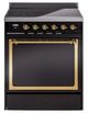Ilve® Nostalgie II Noblesse 30'' Glossy Black Pro Style Induction Range with Brass Trim-0