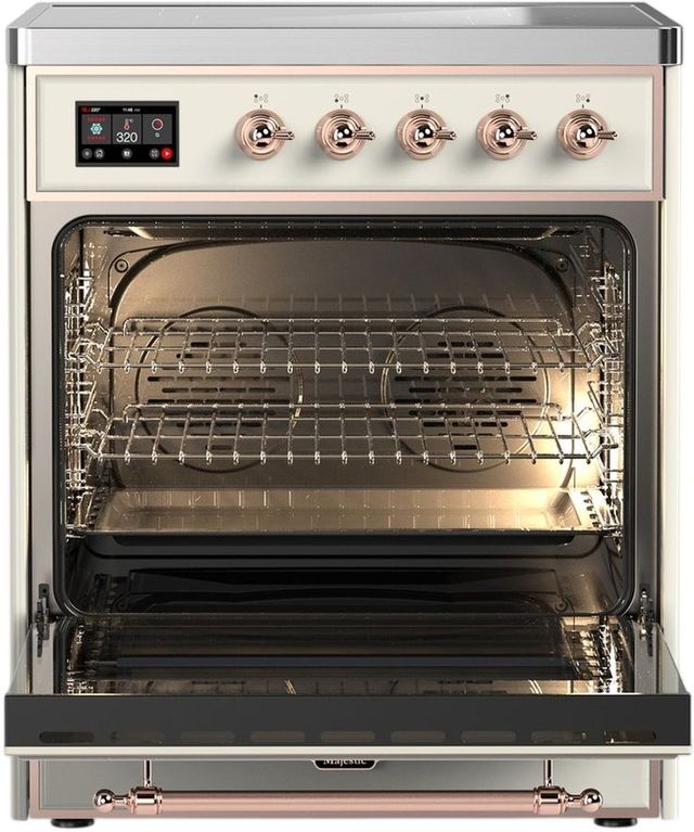 Ilve® Majestic III 30" Antique White Pro Style Induction Range with Triple Glass Door and Copper Trim-1