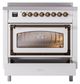 Ilve® Nostalgie II Noblesse 36'' White Pro Style Induction Range with Burnished Trim-3