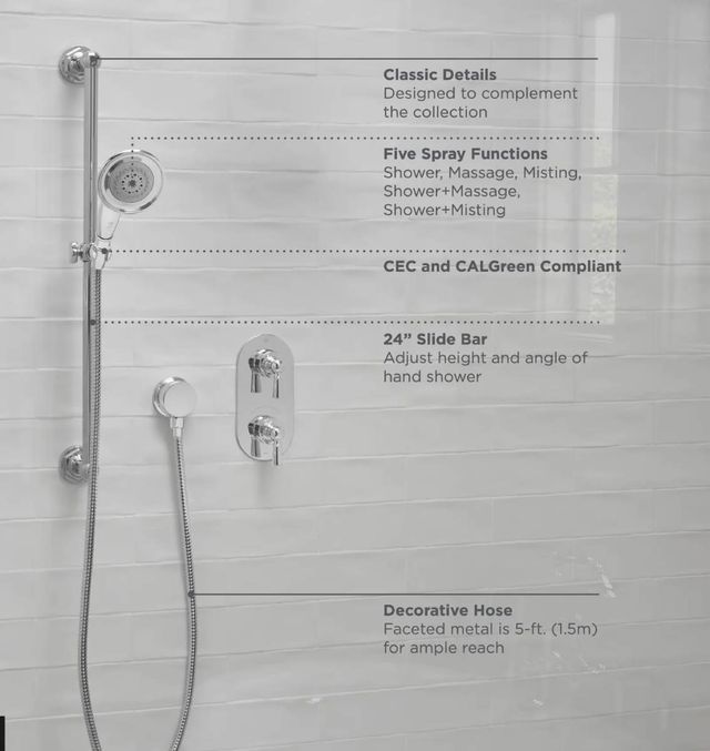 DXV Oak Hill® Brushed Nickel Personal Hand Shower Set with Adjustable 24" Slide Bar-3