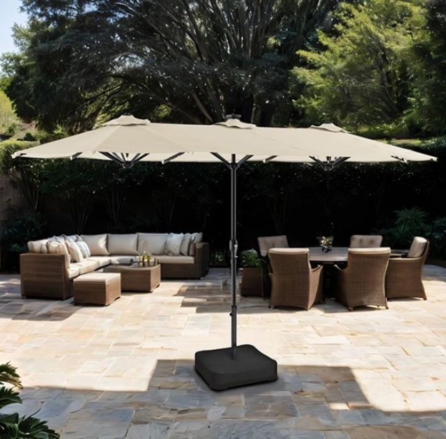 Furniture of America® Musa Canvas Stone Rectangular Market Umbrella-1