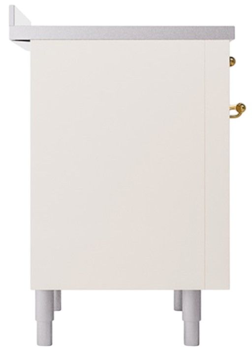 Ilve® Nostalgie II Noblesse 36'' Antique White Pro Style Induction Range with Brass Trim-2
