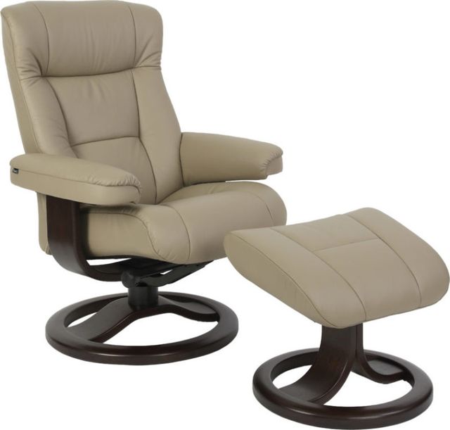 Fjords® Classic Comfort Manjana "R-base" Stone Large Recliner with Footstool-0