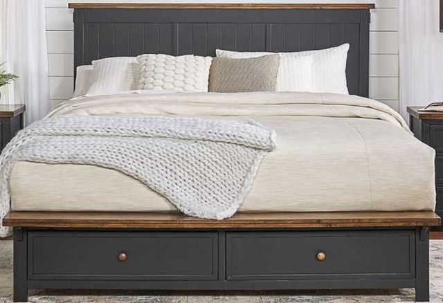 A-America® Stormy Ridge Chicory/Slate Black California King Panel Storage Bed-1