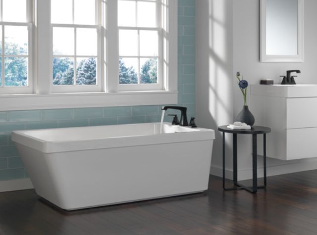 Delta Ashlyn® Roman Matte Black Tub Trim-2