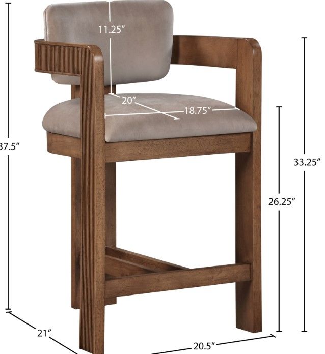Meridian Furniture Sacha Taupe/Brown Upholstered Counter Stool-2