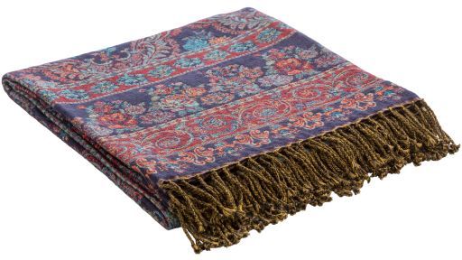 Surya Boteh Navy/Bright Red 50"x60" Throw Blanket-2