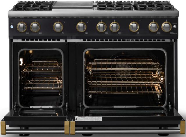 Viking® 5 Series 48" Onyx Pro Style Gas (NG) Range with Brushed Brass Trim-1