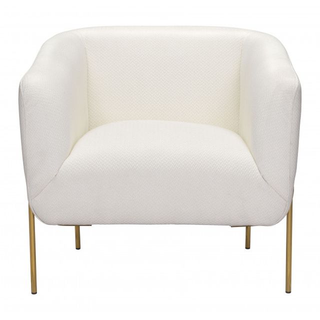 Zuo® Modern Micaela Ivory/Gold Arm Chair-2