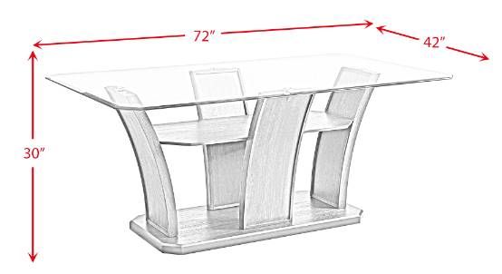 Elements International Dapper Glass Top Rectangular Dining Table with Gray Base-3