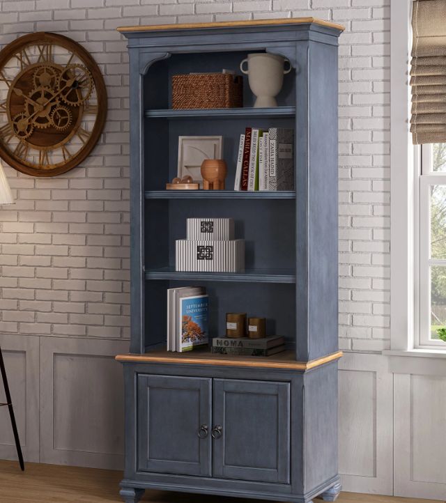 Legends Home Americana Corduroy Blue/Whiskey Bookcase Pier-1