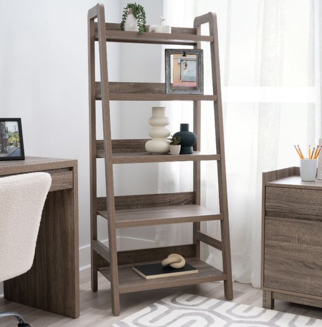 Linon Tracey Gray Ladder Bookcase-1