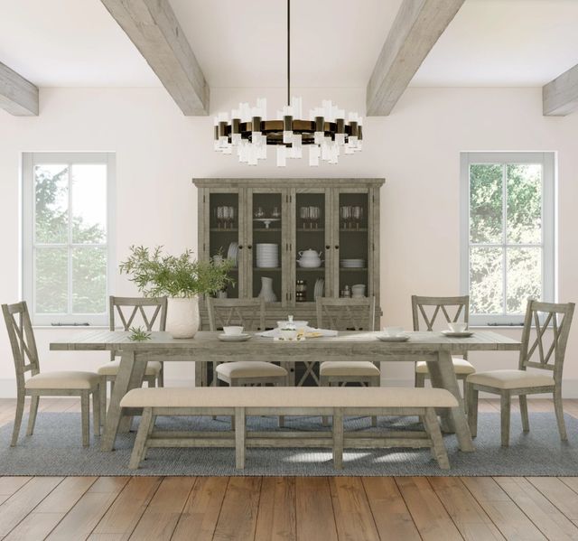 Jofran Inc. Telluride 8-Piece Driftwood Trestle Dining Table Set-1