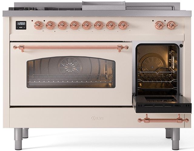 Ilve® Nostalgie II Series 48" Antique White Pro Style Dual Fuel Range-3