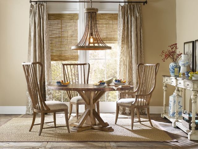 Hooker® Furniture Sanctuary Antique Hickory/Larkin Oak Tall Spindle Dining Arm Chair-1