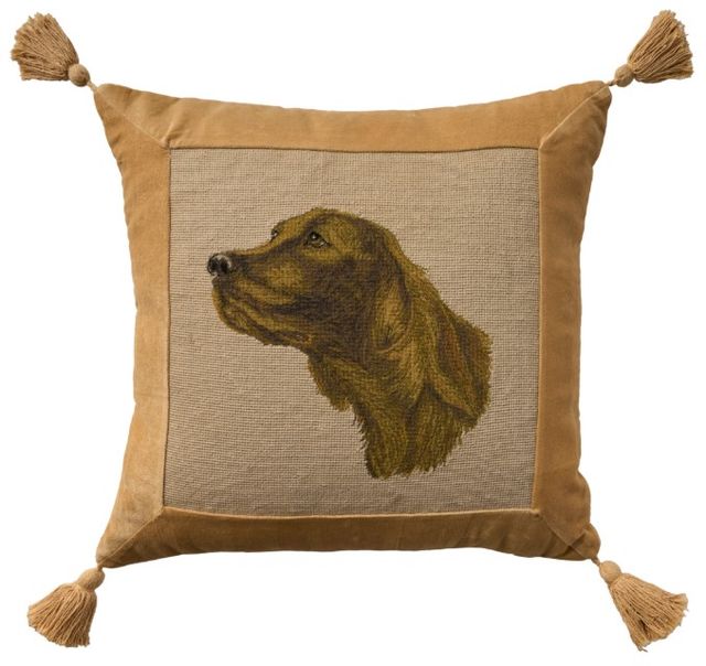 Nourison Home™ Mina Victory Vintage Pillow Beige Golden Retriever 20"x20" Throw Pillow-0