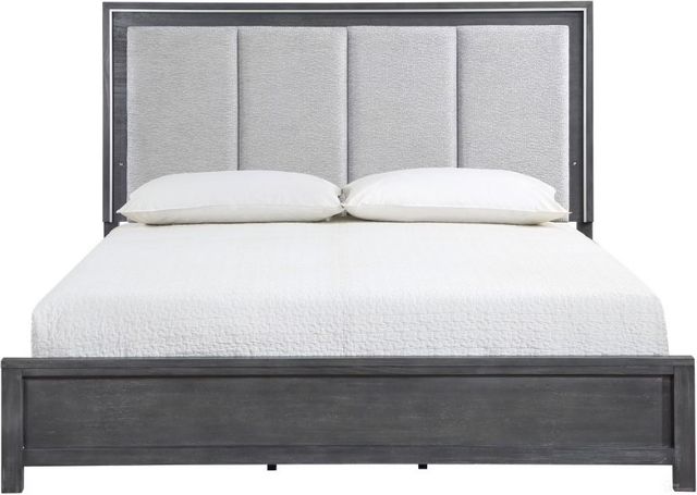 New Classic® Home Furnishings Odessa Charcoal/White Queen Upholstered Panel Bed-2