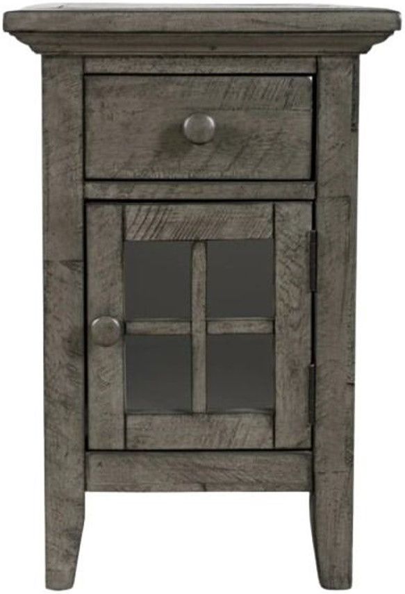 Jofran Inc. Rustic Shores Stone Power Chairside Table-2