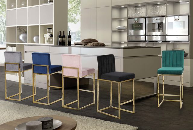 Meridian Furniture Giselle Pink Velvet Counter Stool-3