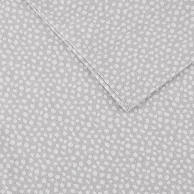Olliix by True North by Sleep Philosophy Grey Dots Queen Cozy 100% Cotton Flannel Printed Sheet Set-2