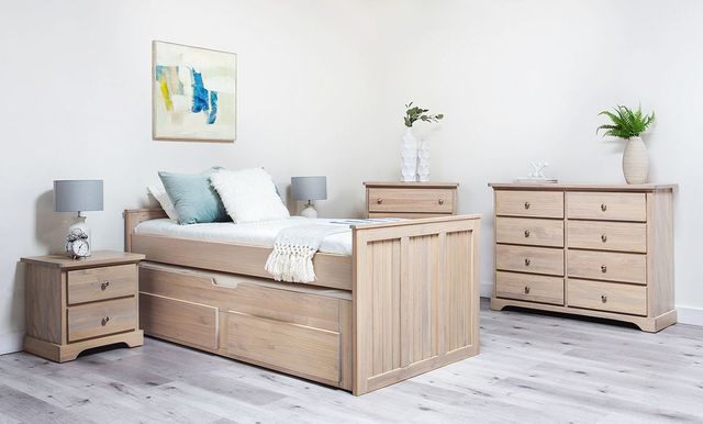Mako Wood Furniture Youth Collection Pine Twin Panel Bed with Trundle-2