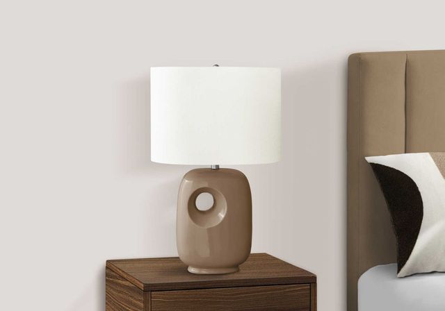 Monarch Specialties Inc. Brown Ceramic Table Lamp -2