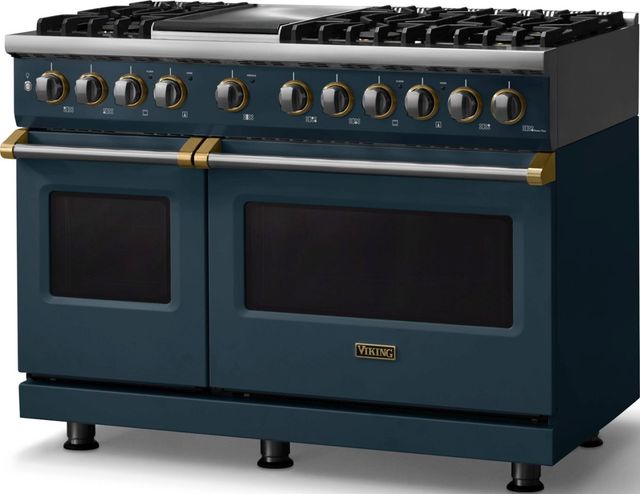 Viking® 5 Series 48" Squall Pro Style Dual Fuel (LP) Range with Brushed Brass Trim-3