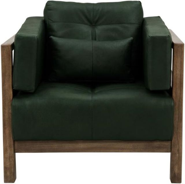 International Furniture Direct Roots Brown/Green Leather Accent Chair-3