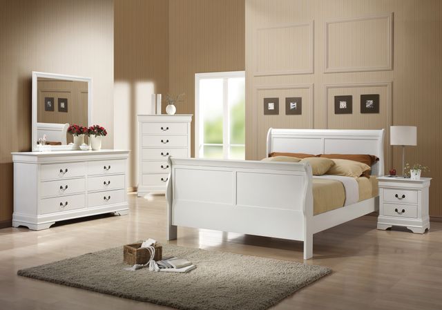 Coaster® Louis Philippe 4-Piece White Queen Sleigh Bedroom Set-0