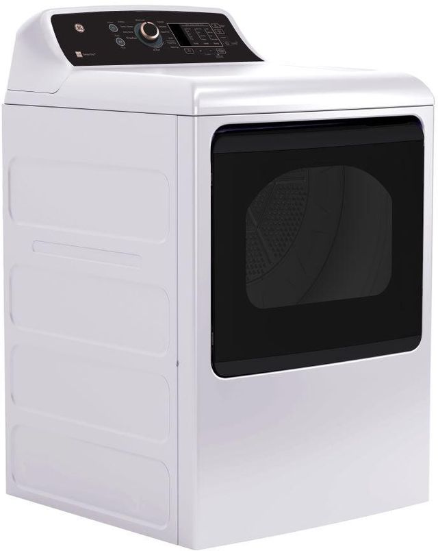 GE® 7.4 Cu. Ft. White and Rose Gold Top Load Electric Dryer with Sensor Dry technology-1
