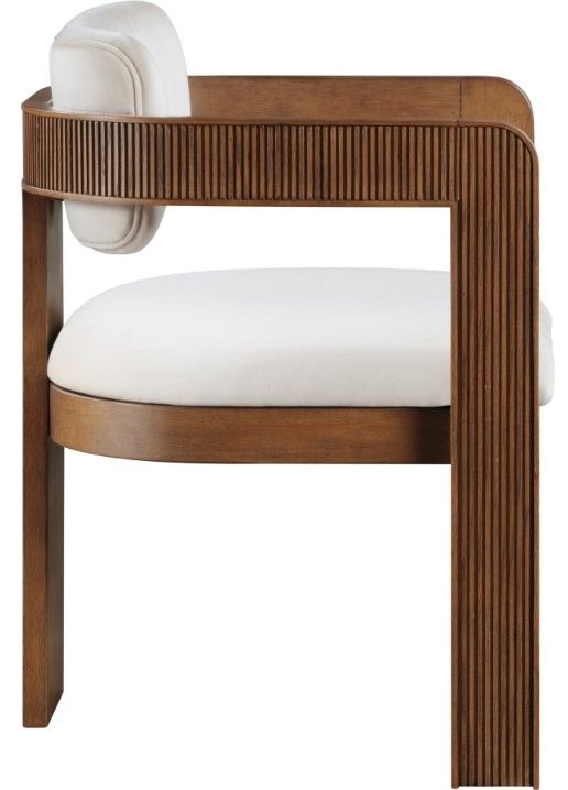 Meridian Furniture Sacha Cream/Walnut Velvet Dining Chair-2