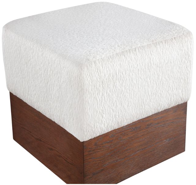 Meridian Furniture Havre Brown Walnut/Cream Upholstered Ottoman-2