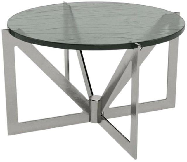 Riverside Furniture Jano Silver Round Glass Top Coffee Table with Forged Metal Base-0